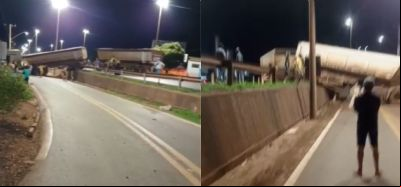 Acidente na BR-364: carreta perde controle, atravessa faixas e deixa motorista hospitalizado