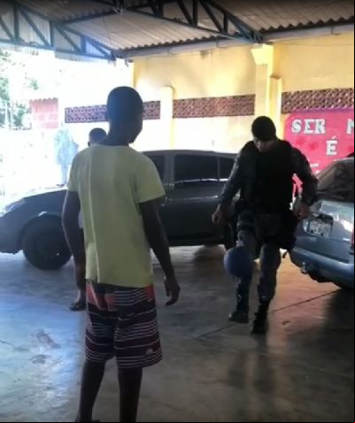 Equipe da Rotam visita unidade do Cras em Cuiab